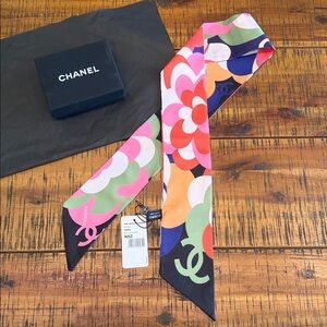 Chanel Vibrant Multicolor Accent slim versatile scarf